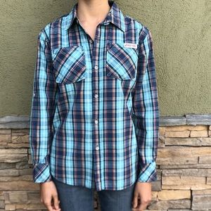 Lucky Brand Blue Plaid Long Sleeve